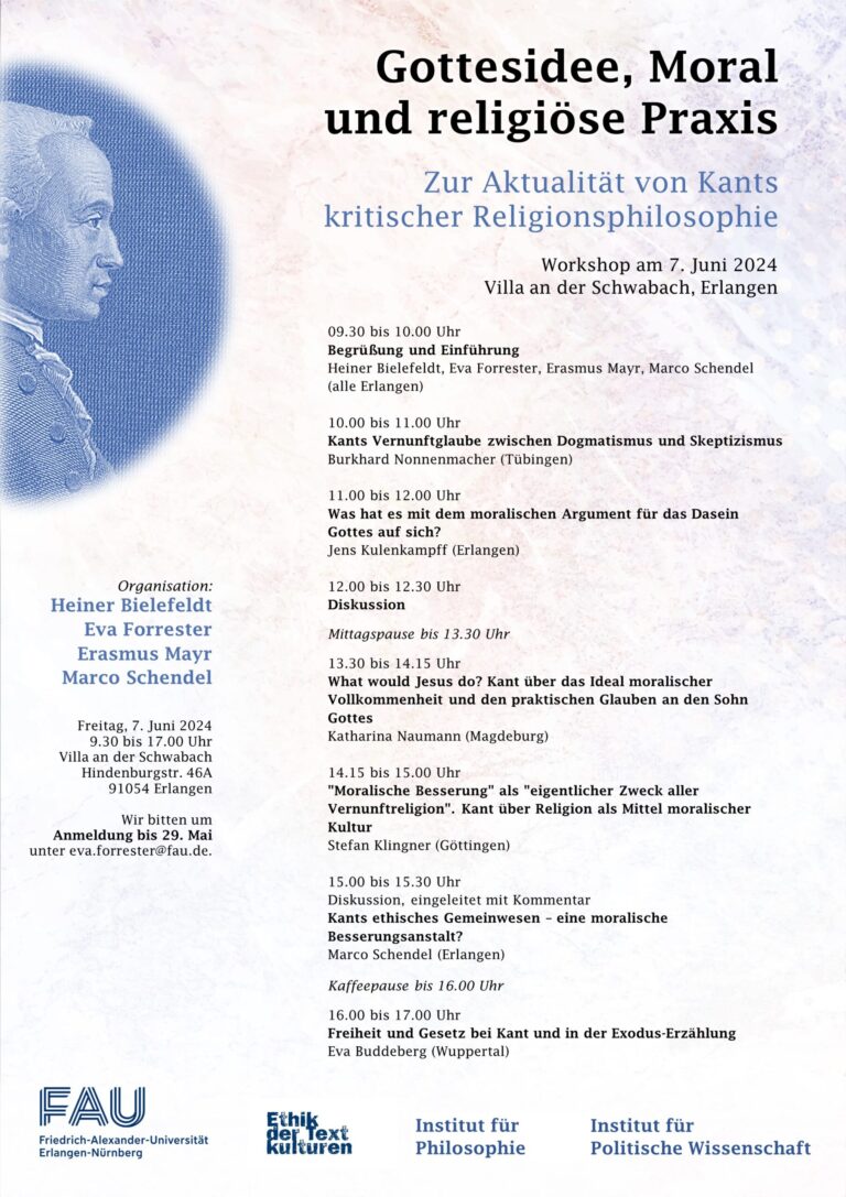 Workshop “Idea of God, Morality and Religious Practice. Kant’s Critical Philosophy of Religion Revisited”